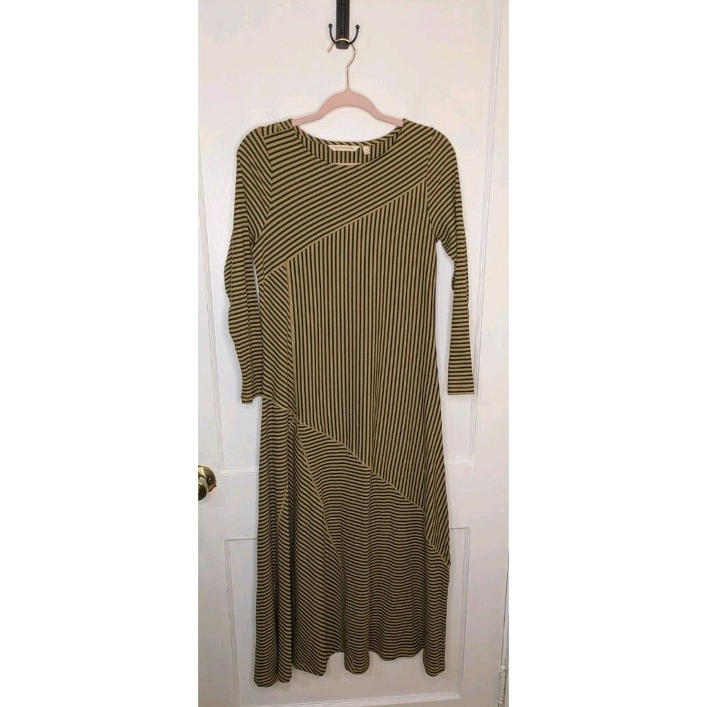 Soft Surroundings PS Striped Ryley Ribbed Maxi Dress Long Sleeve Cottagecore